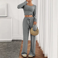 Velixir™ - 2 Piece Stripe Crop Top Set