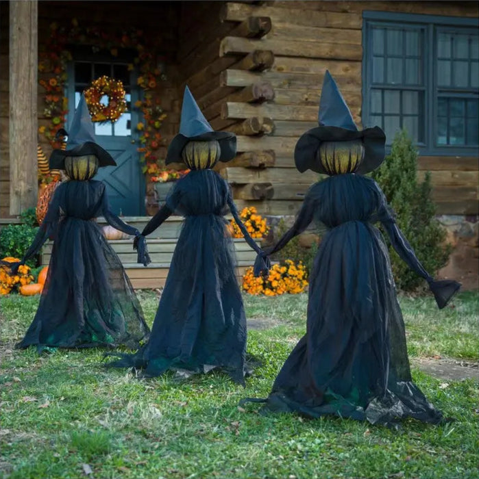 WickedWitches™ - 3 Glowing Pumpkin Witches
